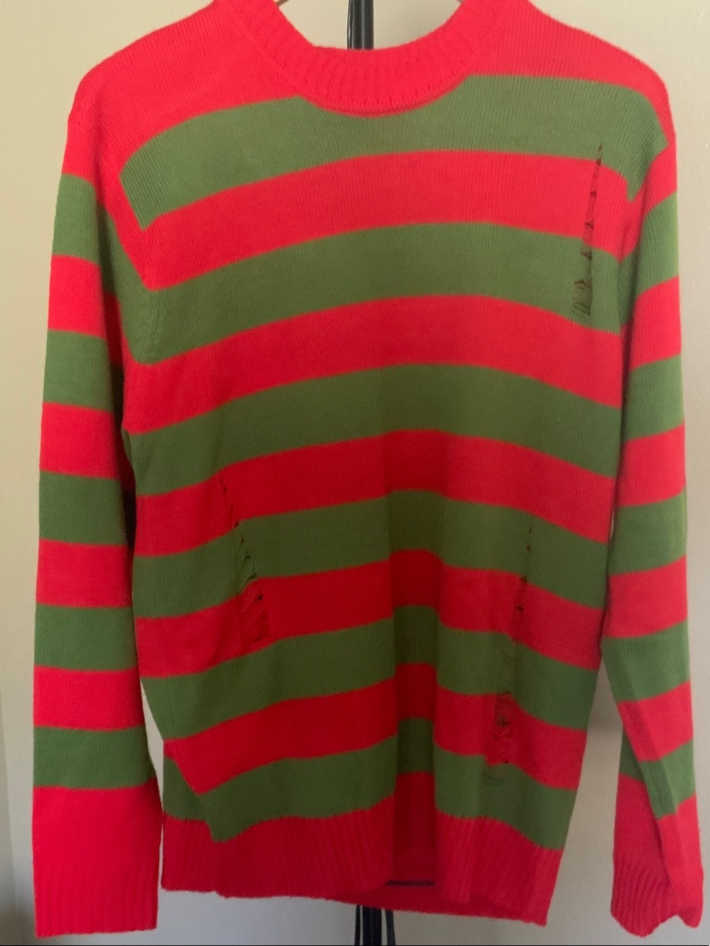 Striped Crewneck Sweater in Red and Green